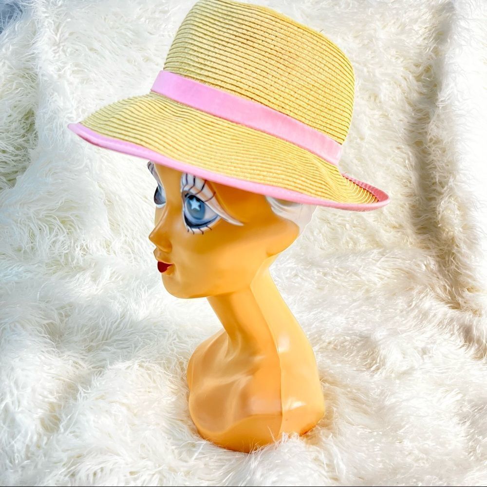 Straw Hat Beach Summer Fun With Pink Band Trim